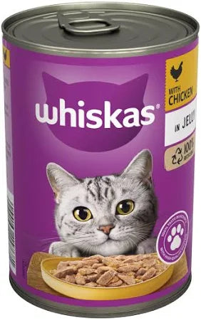 Whiskas 1+ Cat Tins with Chicken in Jelly